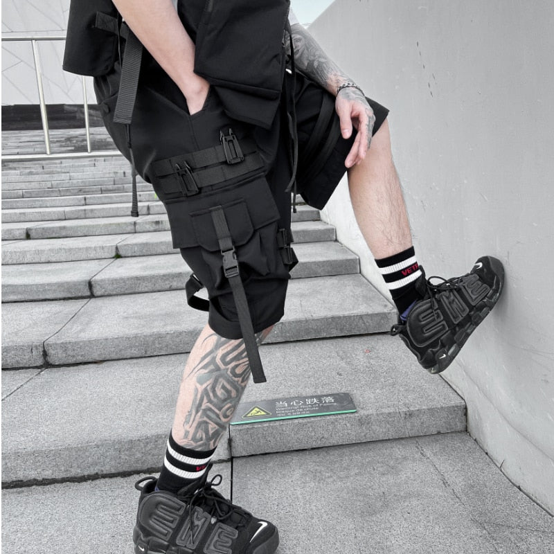 Techwear Multi Pocket Buckles Cargo Shorts