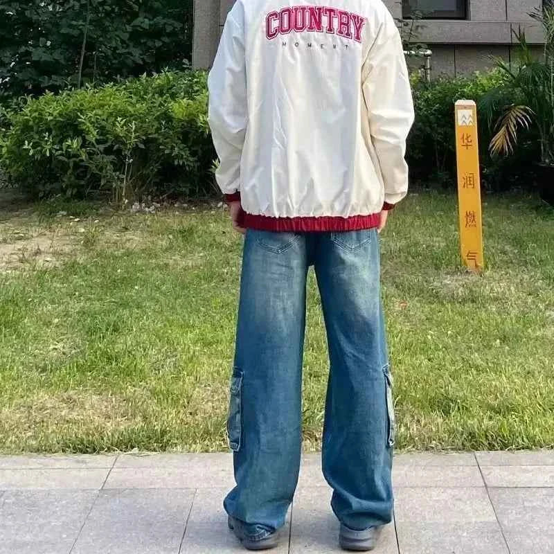 Streetwear High Waist Cargo Utility Jeans