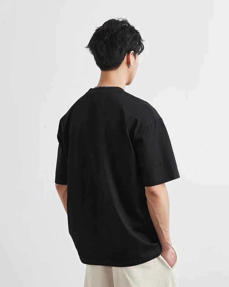 Embroidered Heavy Cotton Casual Short Sleeve T-Shirt