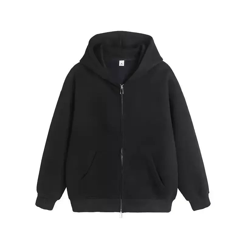 Plain Color Double Zipper Hoodie