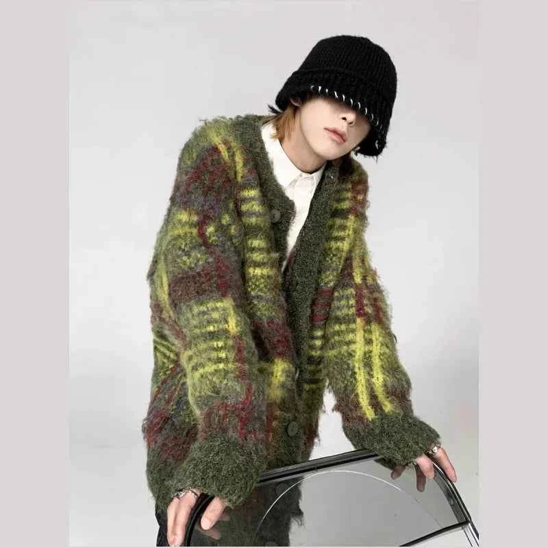 Oversize Striped Green Vintage Cardigan