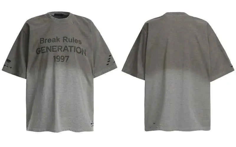 Stylish Y2K Grunge Graphic Tie Dye Ripped T-Shirt