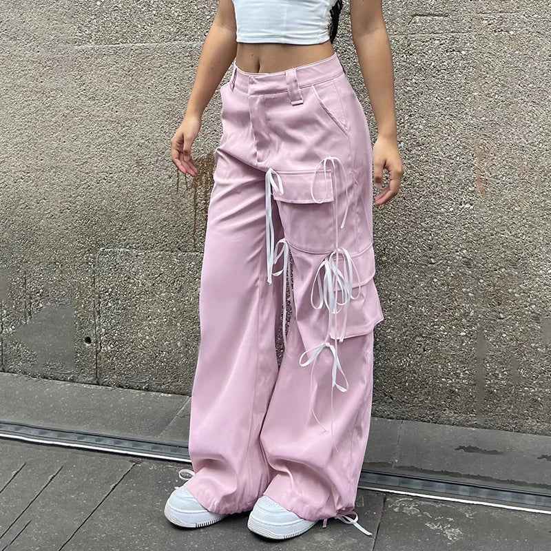 Women Streetwear Vintage Bowknot Cargo Pants
