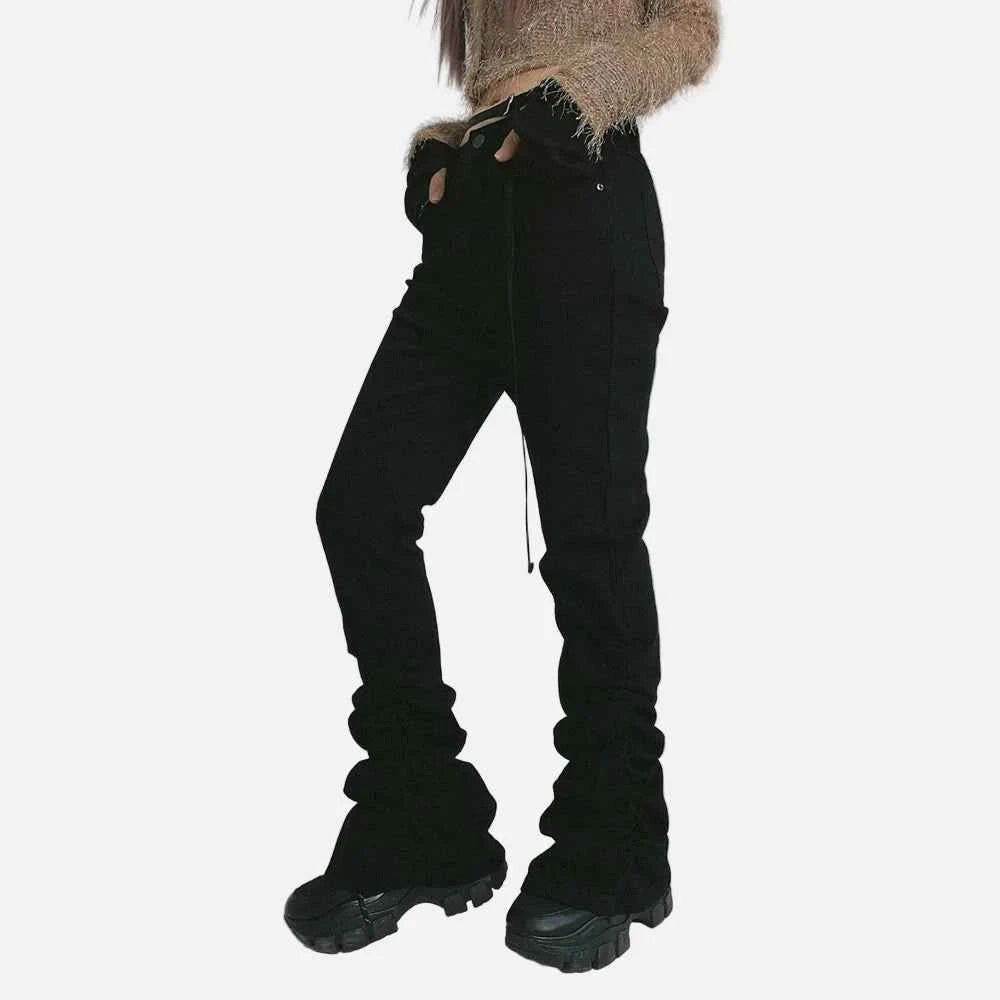 Black Slim Fit High Waist Flared Bootcut Jeans