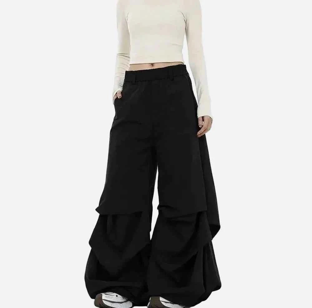 American Style Solid Color Wide Leg Pants