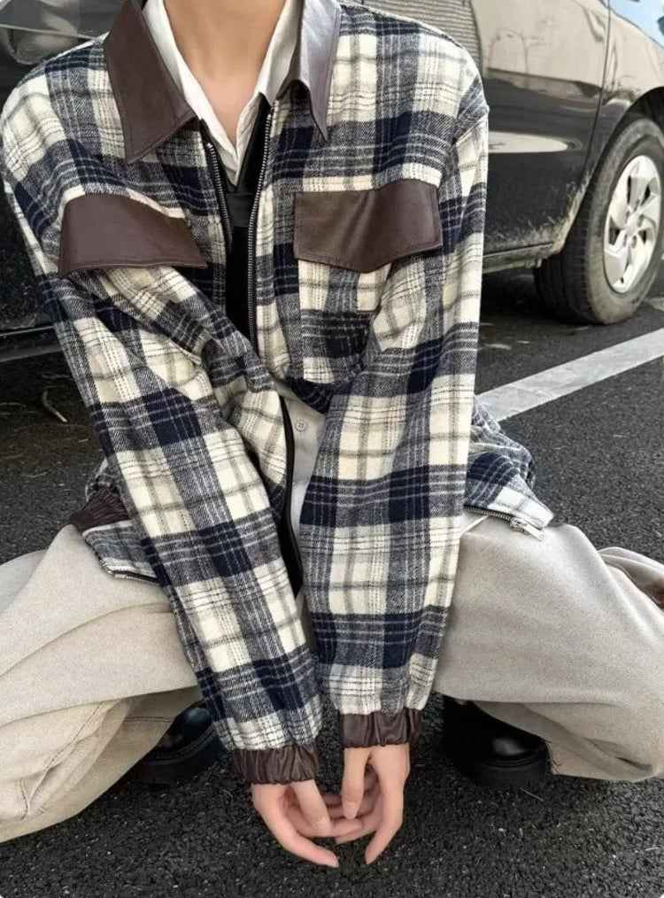 Patchwork Japanese Style Leather Jacket