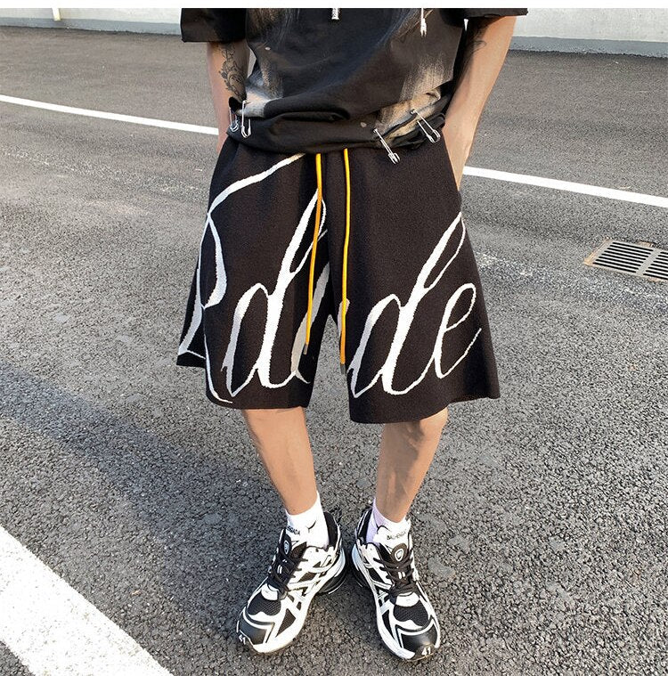 Letter Foam Y2K Knee Length Shorts