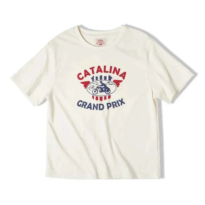 Vintage Letters Printed Cotton Casual T-Shirt