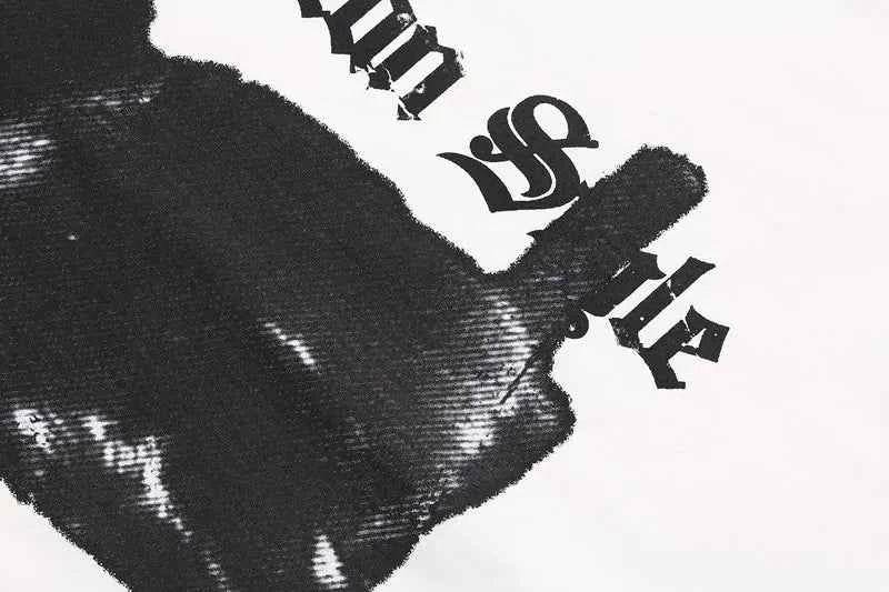 Perfect Fit Black Star Graphic Cat Print Cotton T-Shirt