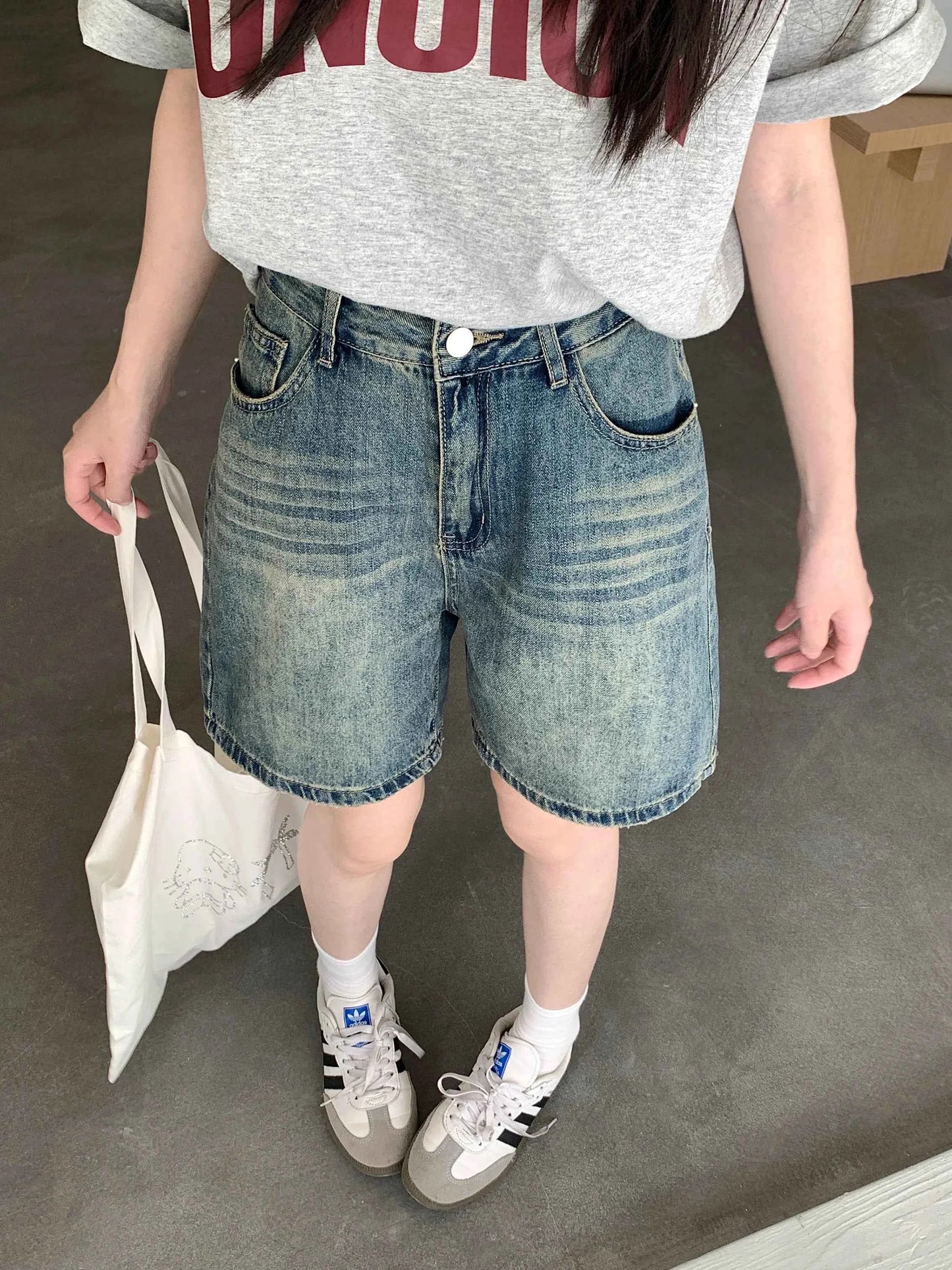 Women Vintage High Waist Denim Short