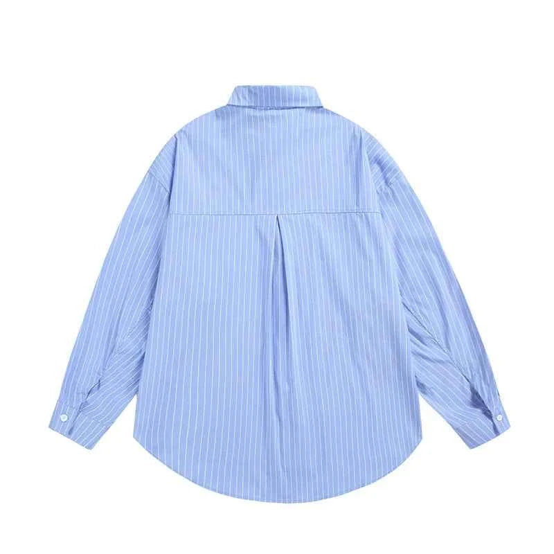 Elevated Striped Loose Hip Hop Button-Up Long Sleeve Shirt