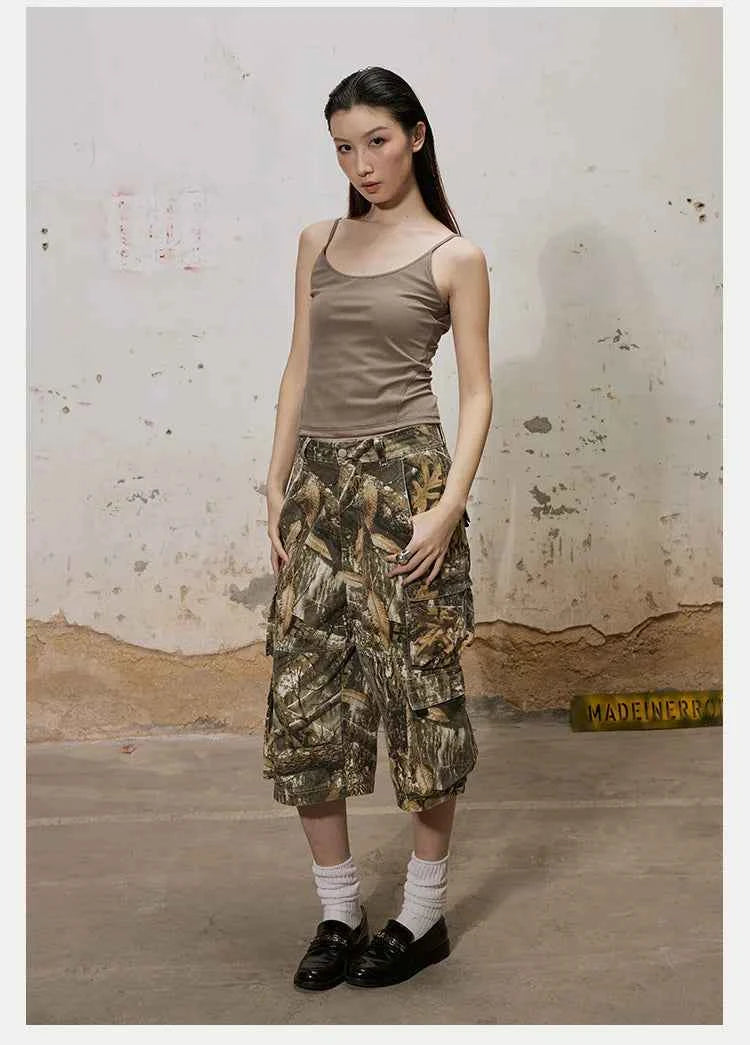 Vintage Leaf Camouflage Casual Summer Jorts
