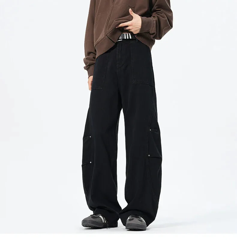 Personality Patchwork Baggy Straight Jeans - Luxuryurbanwear