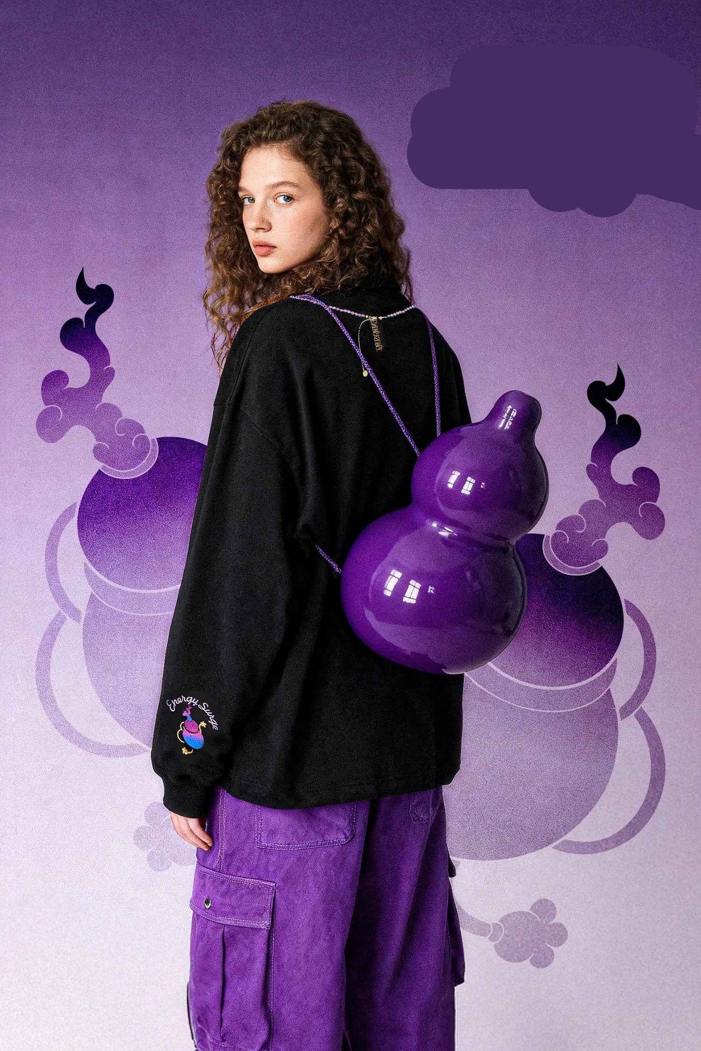 Lucky Gourd Embroidered Long Sleeve T-Shirt