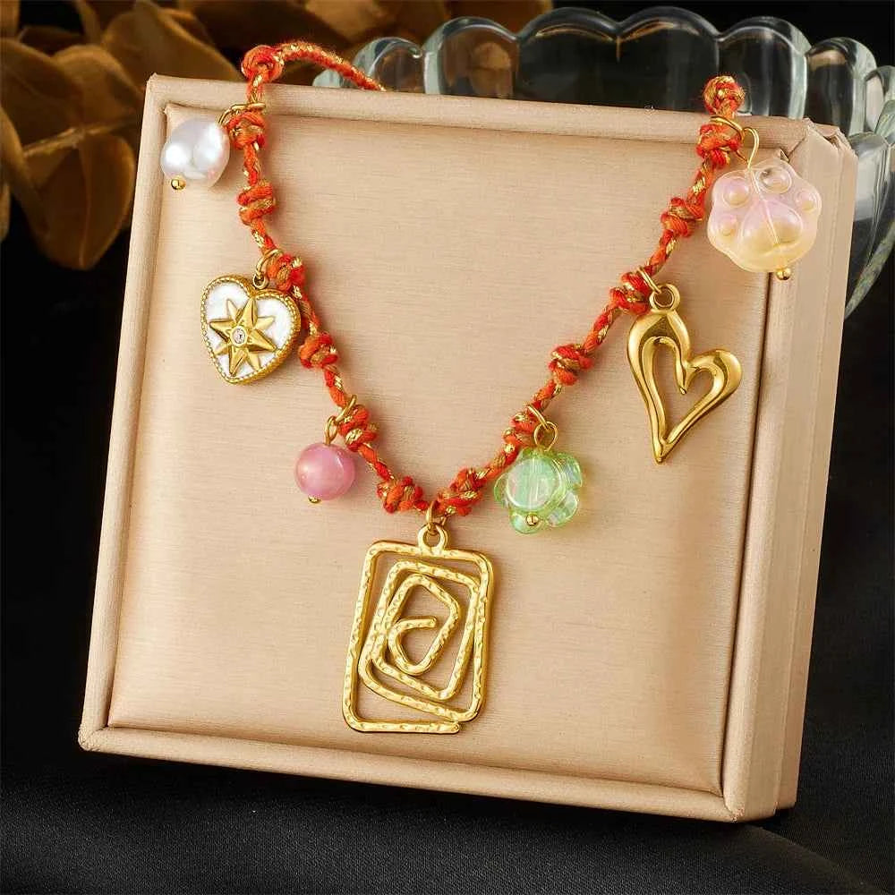 Golden Heart Crystal Pendant Necklace