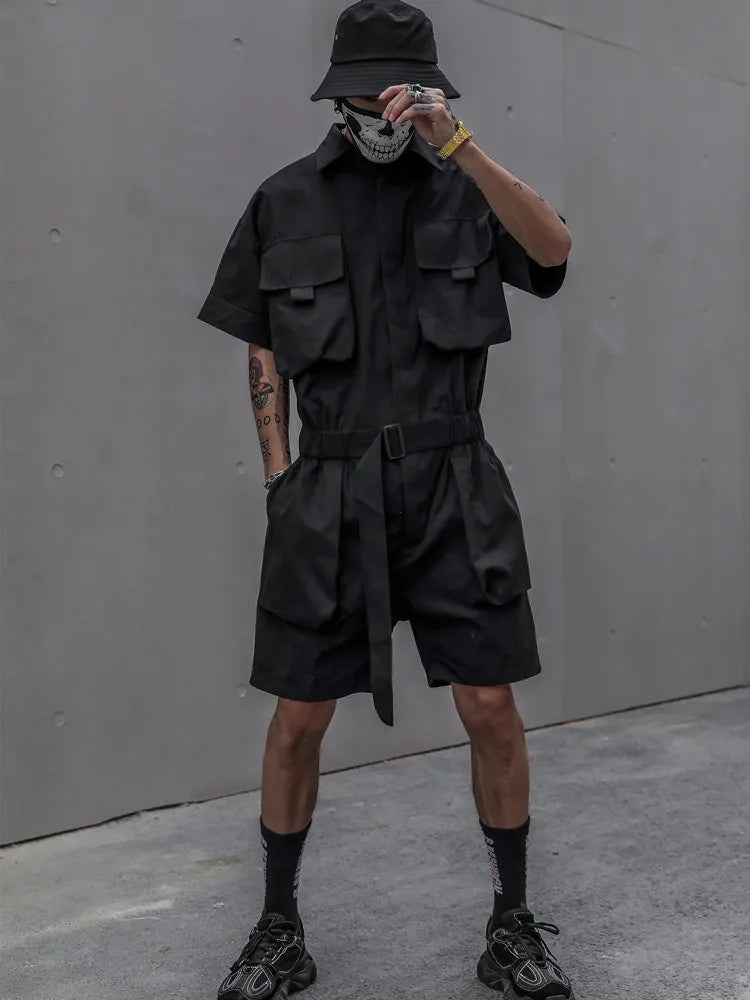 One Piece Tie Waist Belt Jumpsuit