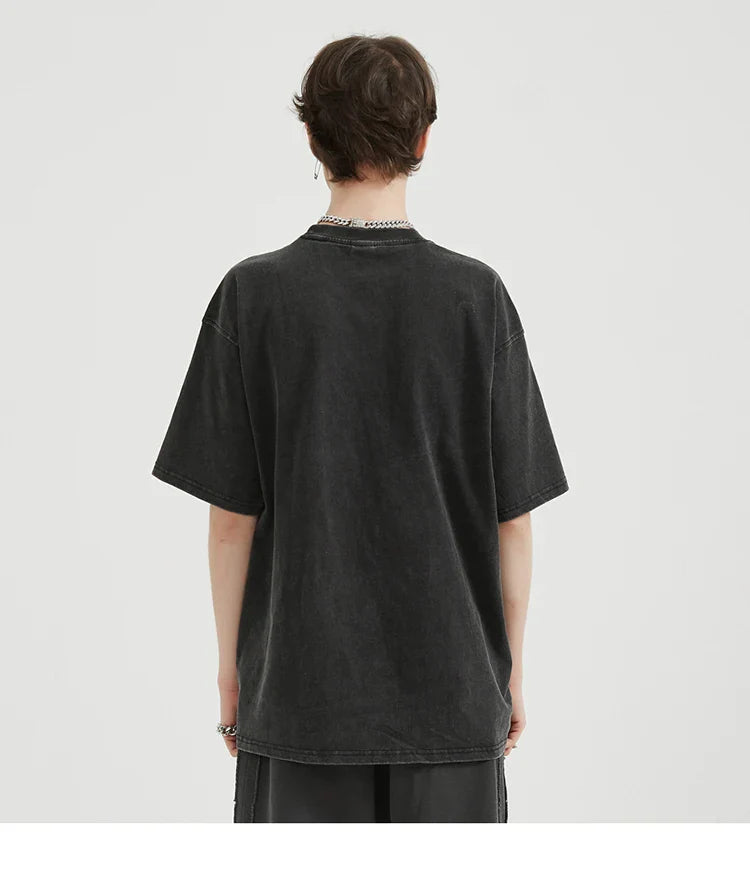 Blurry Red Face Graphic Loose T-Shirt