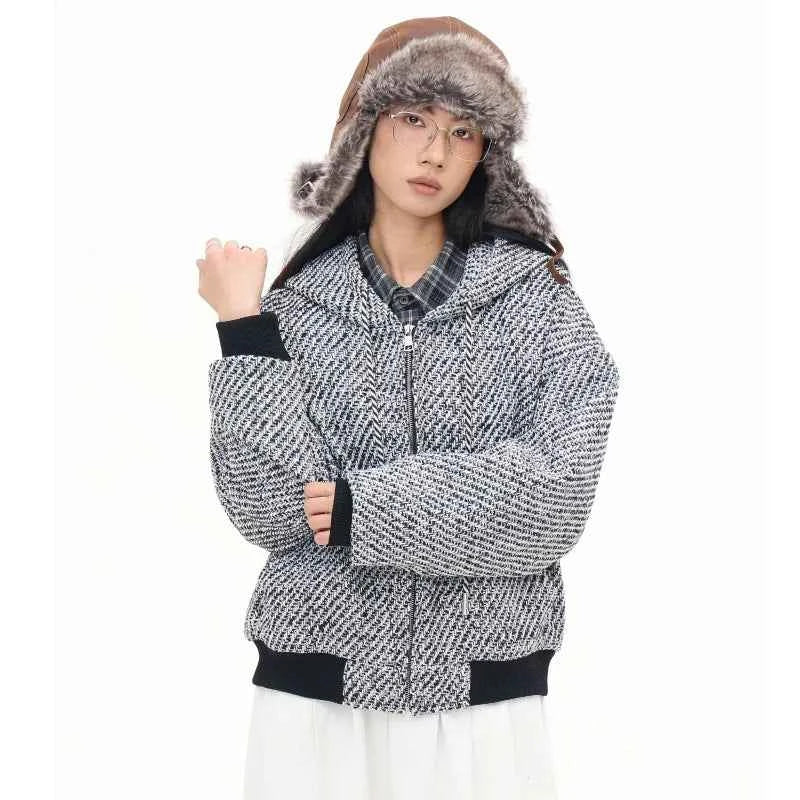 Y2K Elegant Gray Zip-Up Hooded Sweatshirt