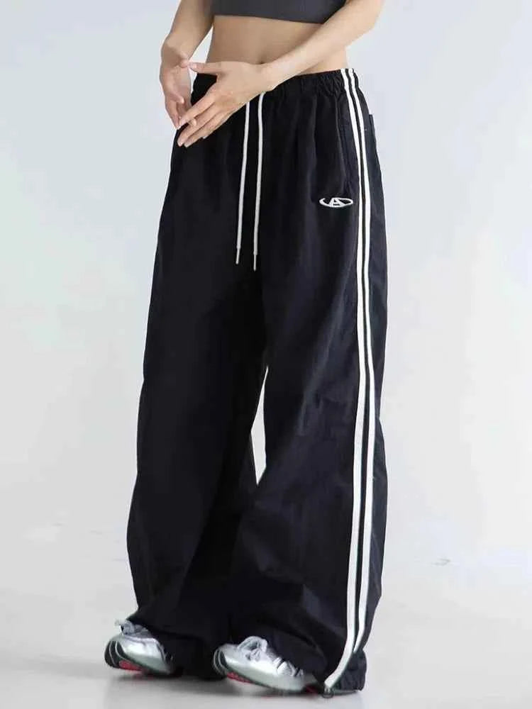 Women Casual Vintage Striped High Waist Sweatpants