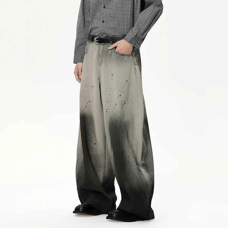 Splash Ink Gradient Color Wide Leg Jeans