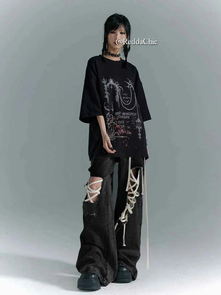 Lightweight Black Vintage Baggy High Waist Jeans