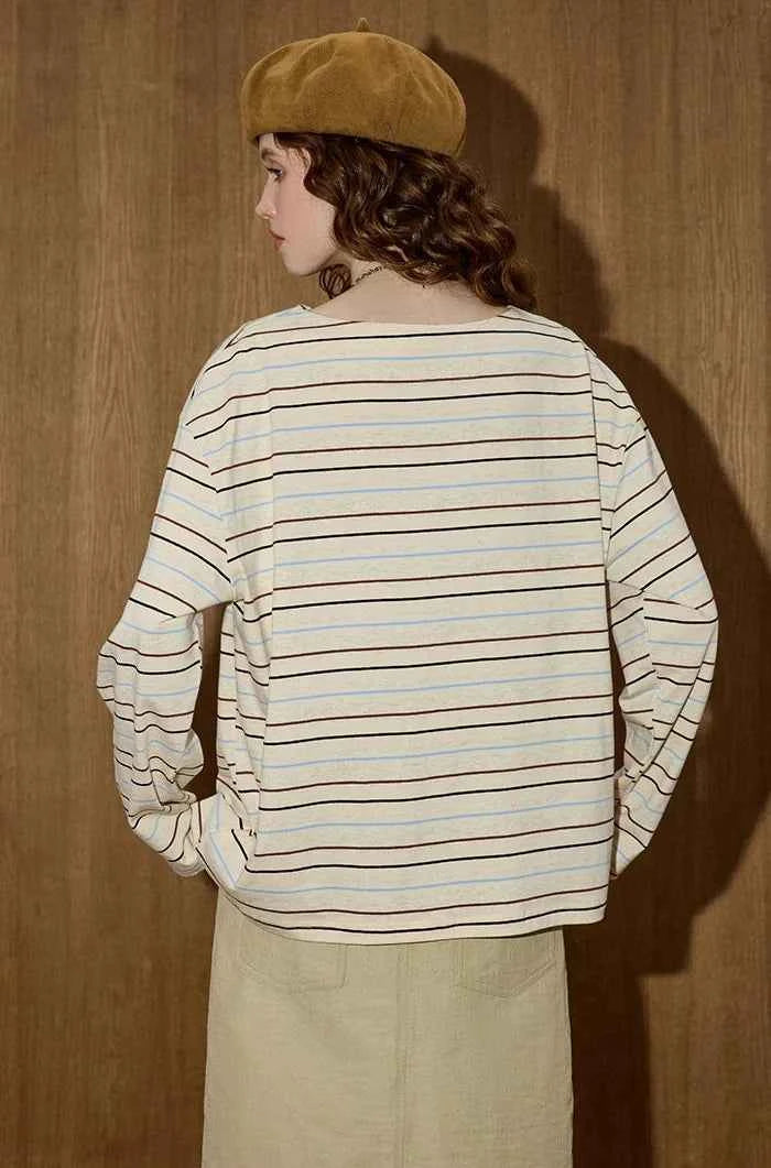 Retro Chic Striped Long Sleeve T-Shirt