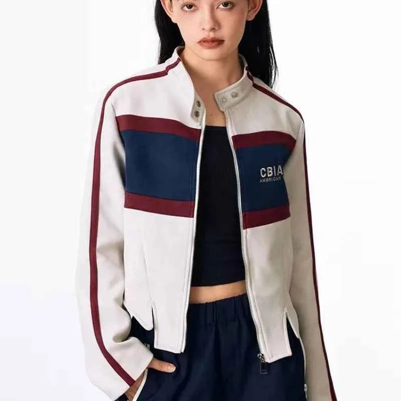 Japanese Style Retro Contrasting Color Casual Jacket
