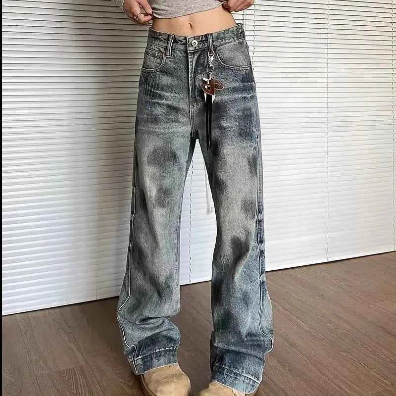 Streetwear Stylish Retro Vintage Straight Leg Jeans