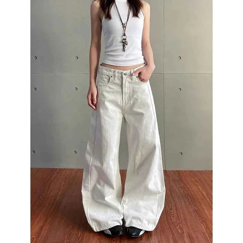 White Vintage High Waist Wide Leg Jeans