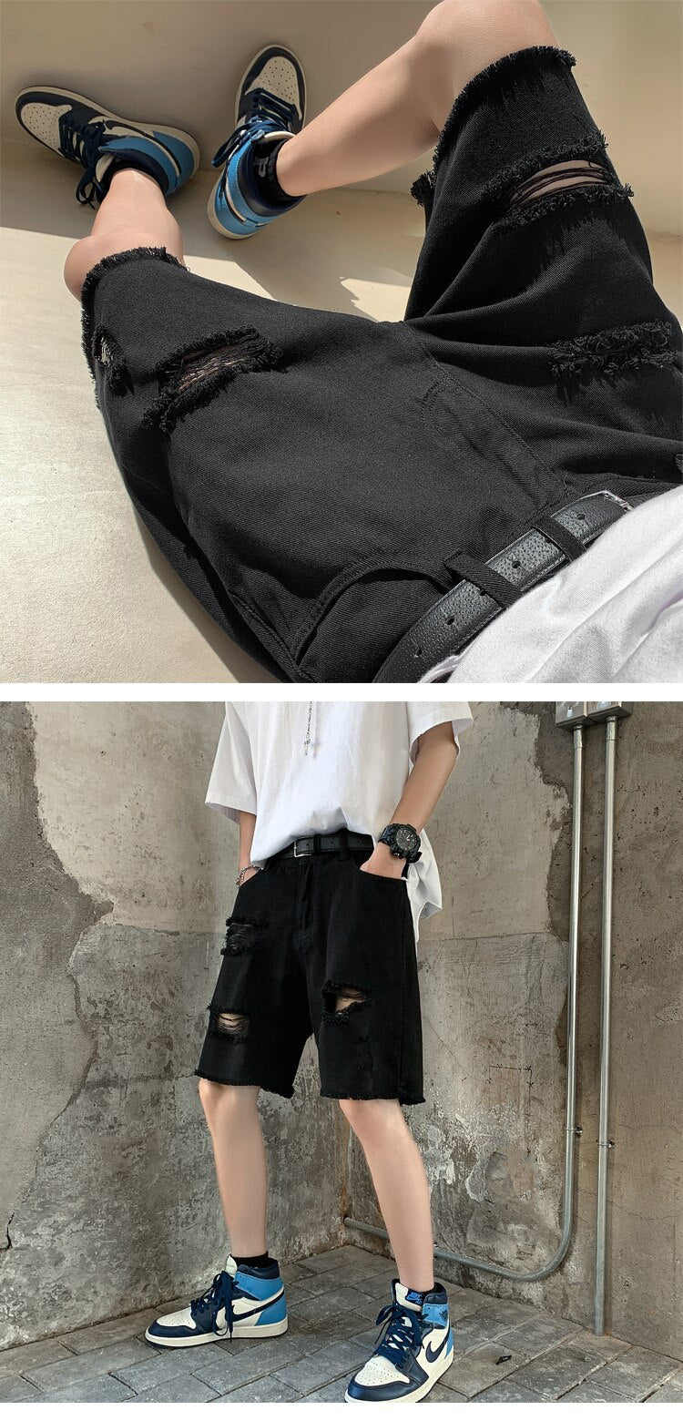 Denim Ripped Jeans Shorts