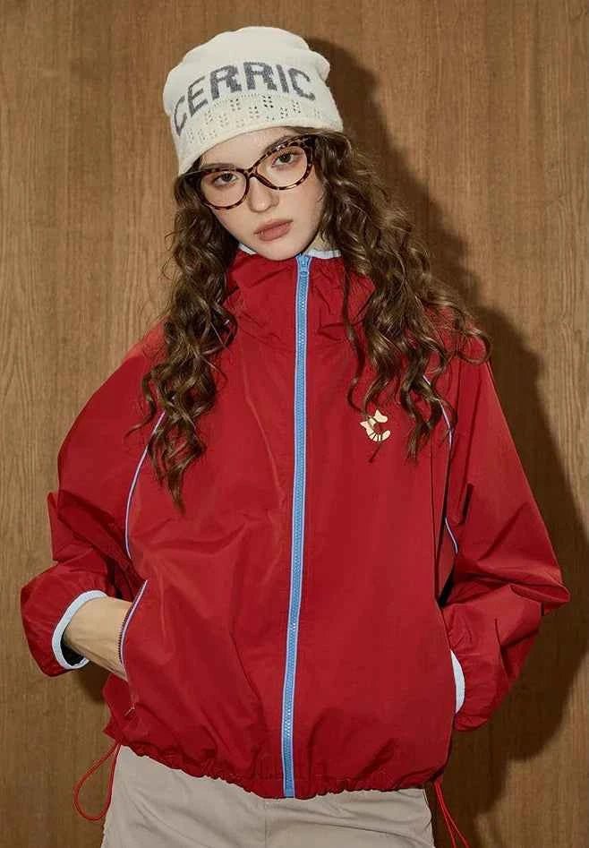 Comfortable Hooded Sporty Windbreaker Jacket