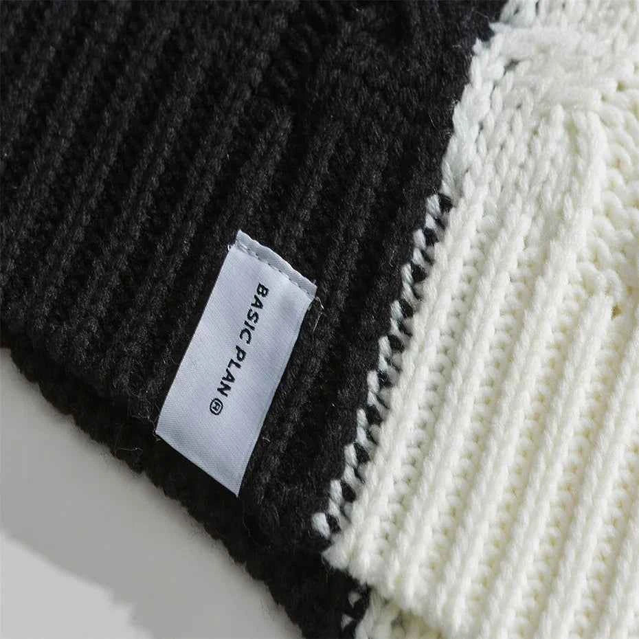 Y2K Unique Cozy Patchwork Knit Casual Sweater