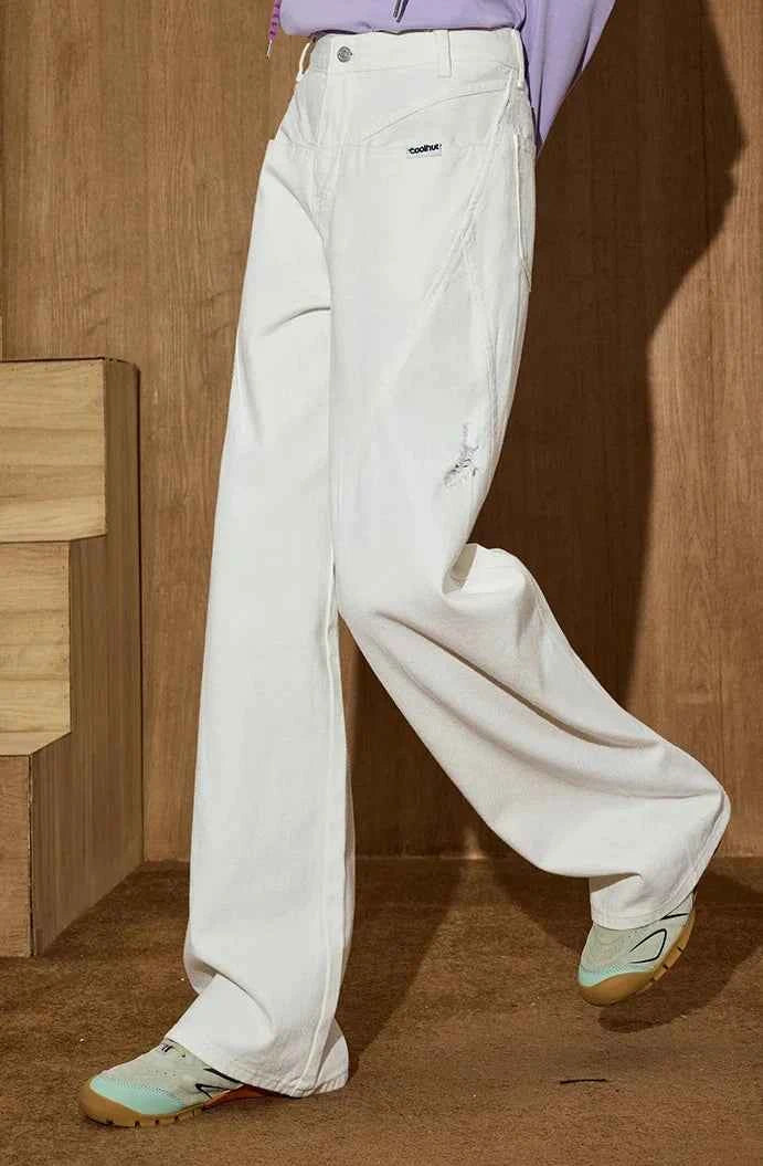 Light Wash Relaxed Fit Wide Leg Denim Jeans
