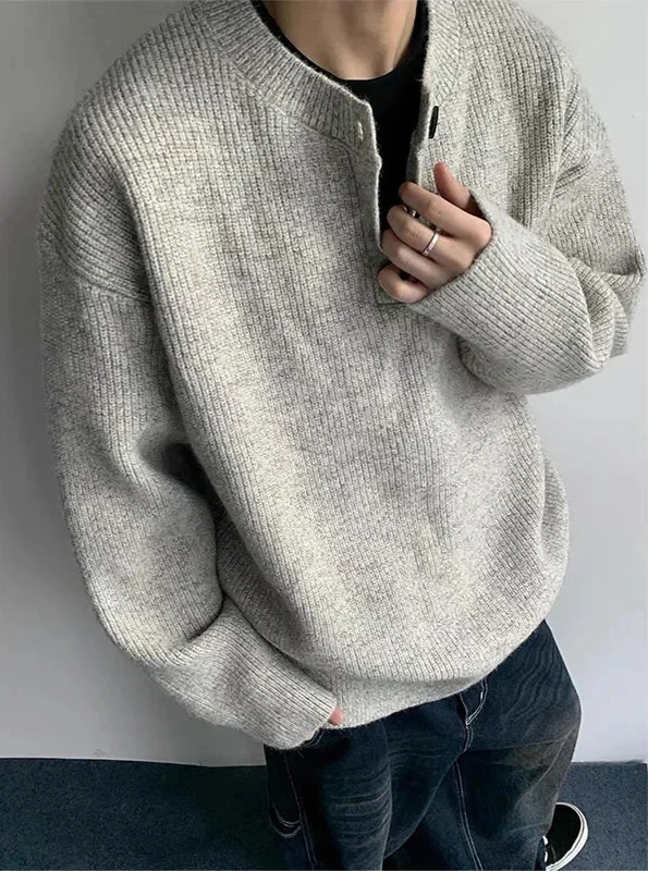 Plush Luxury Button Casual Long Sleeve Knit Sweater