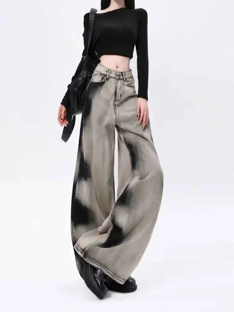Vintage Washed Tie-Dye High Waist Streetwear Jeans