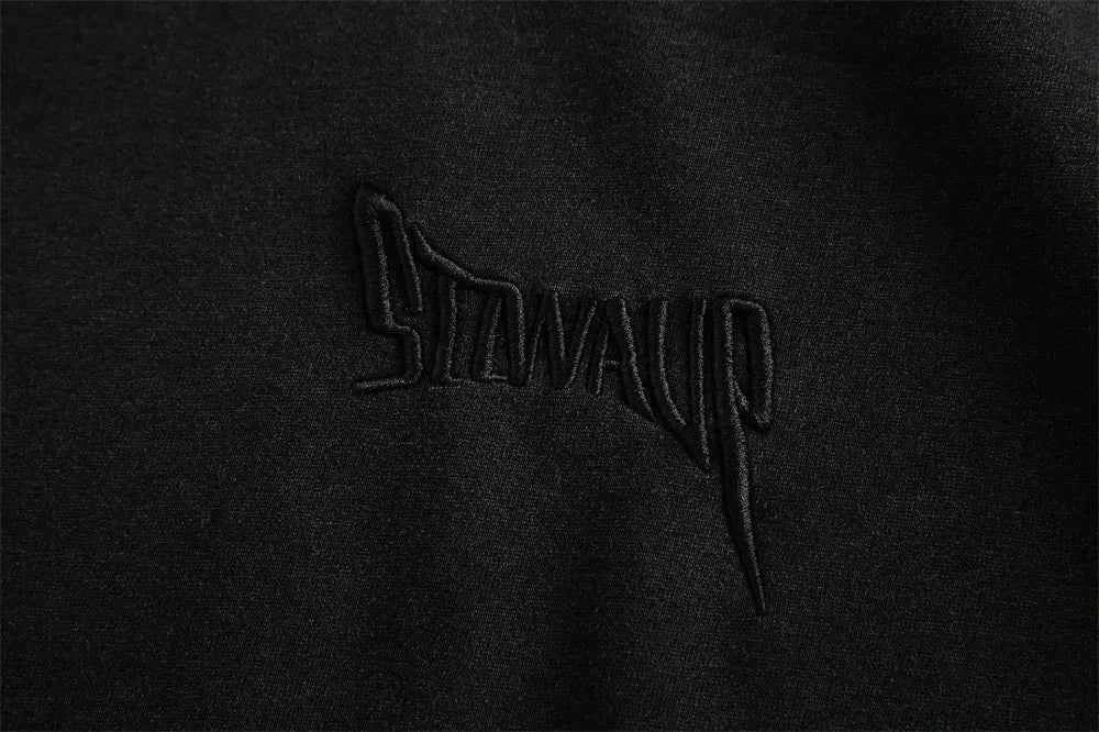 Embroidery Spliced Long Sleeve Ripped Sweatshirt