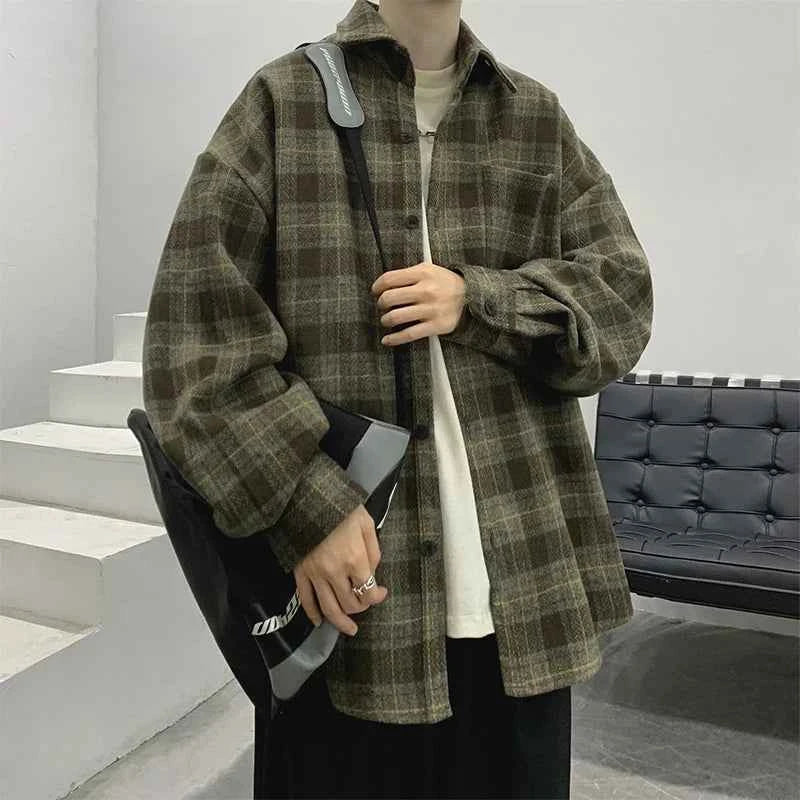 Men's Streetwear Luxury Plaid Long Sleeve Casual Shirt