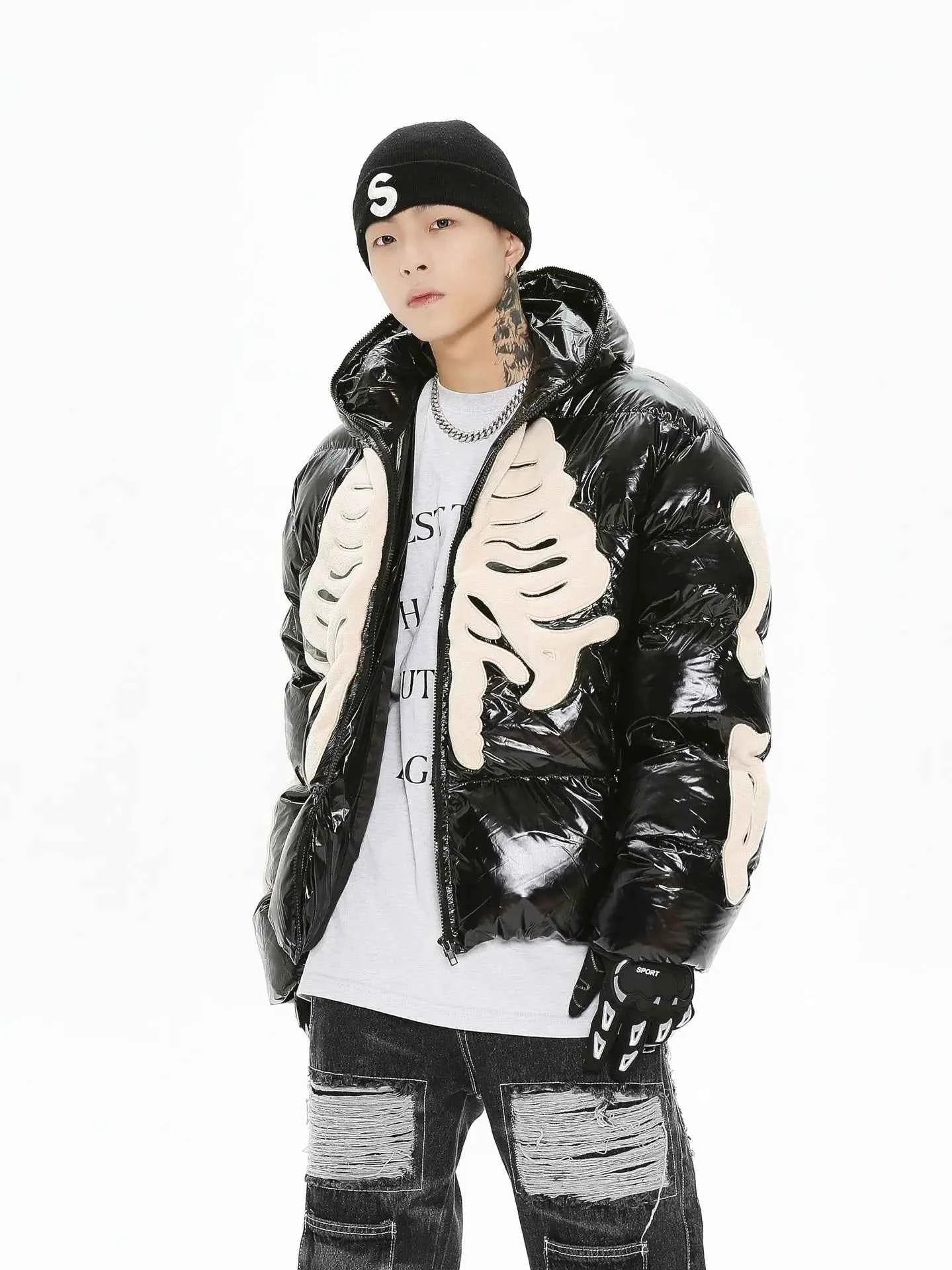 Y2K Skeleton Streetwear Parka Puffer Jacket