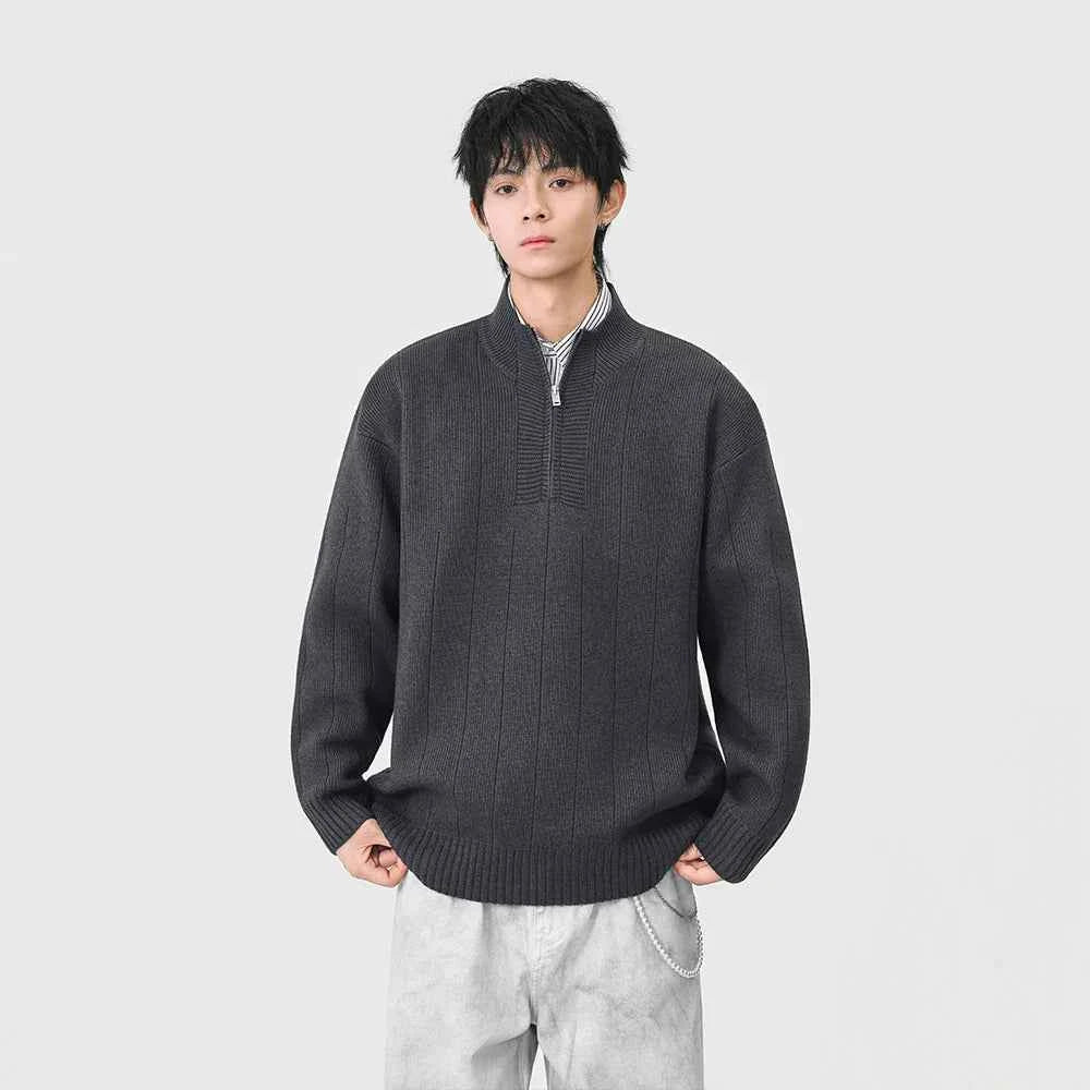 Essential Solid Color Mock Neck Jumper Sweater