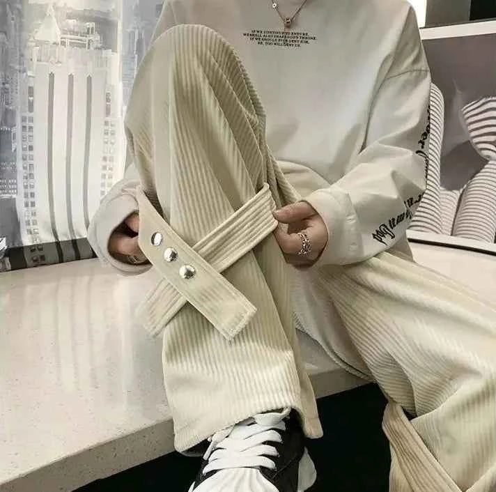 Streetwear Japanese Style Corduroy Cargo Pants