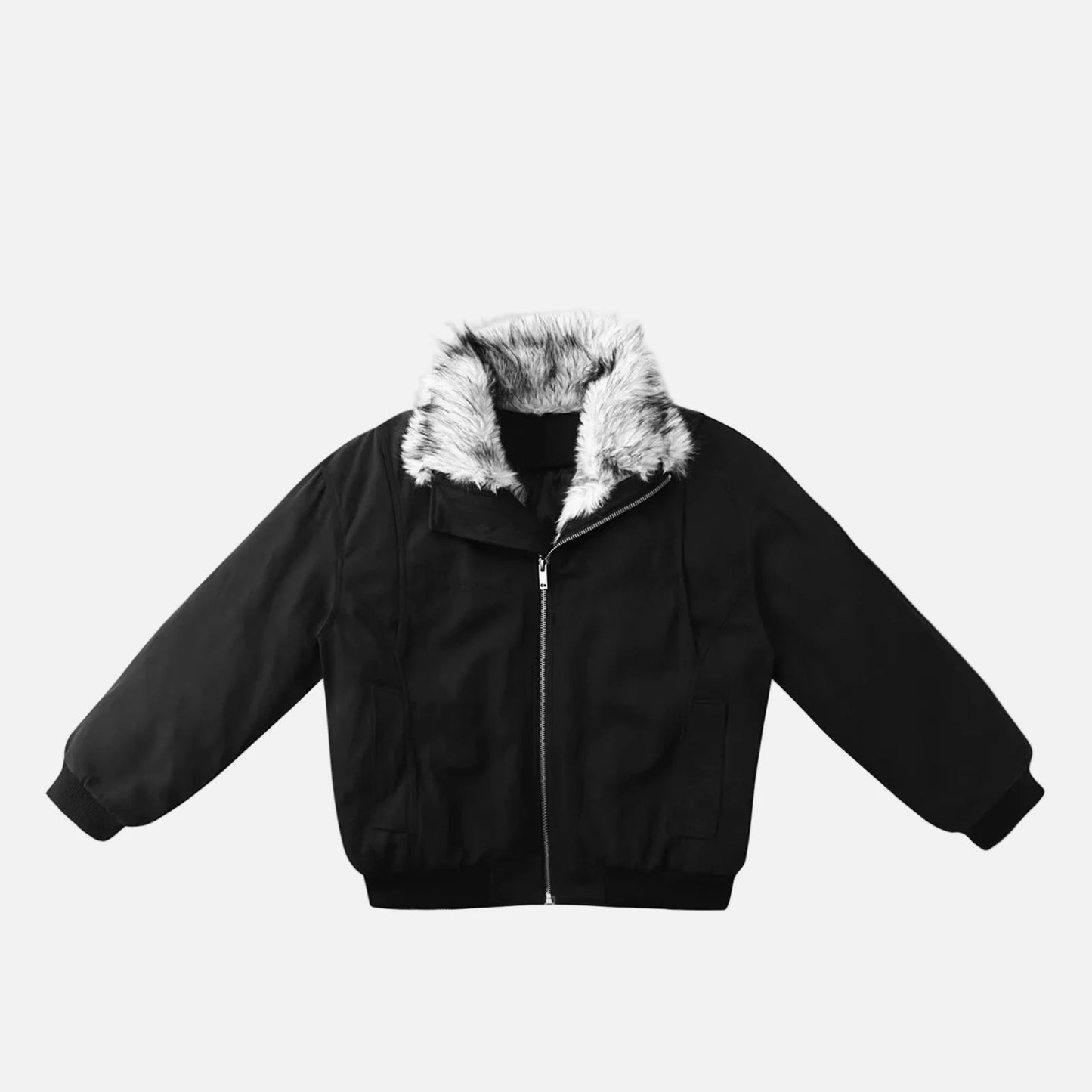 Y2K High Street Solid Color Faux Fur Jacket - Luxuryurbanwear