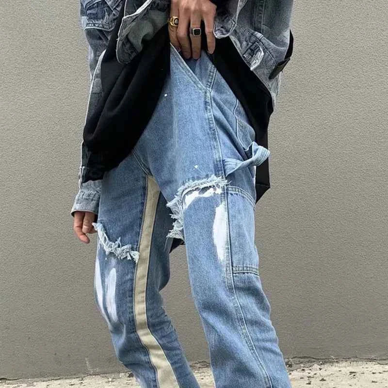 Effortless Cool Patchwork Flare Blue Jeans