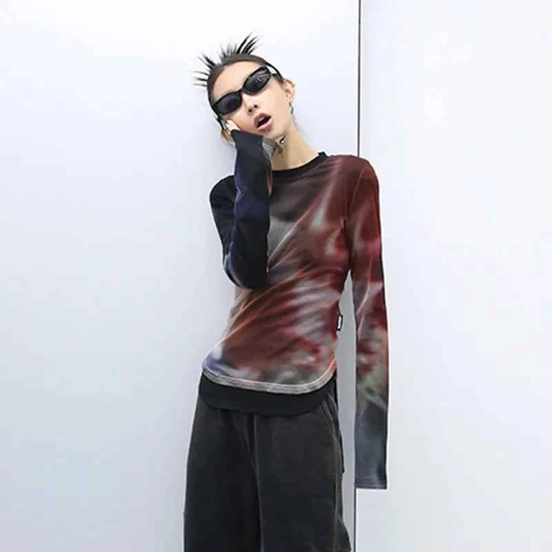 Bold Cyber Mesh Grunge Tie-Dye T-Shirt