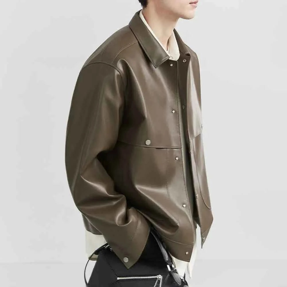 American Retro PU Leather Long-Sleeved Jacket
