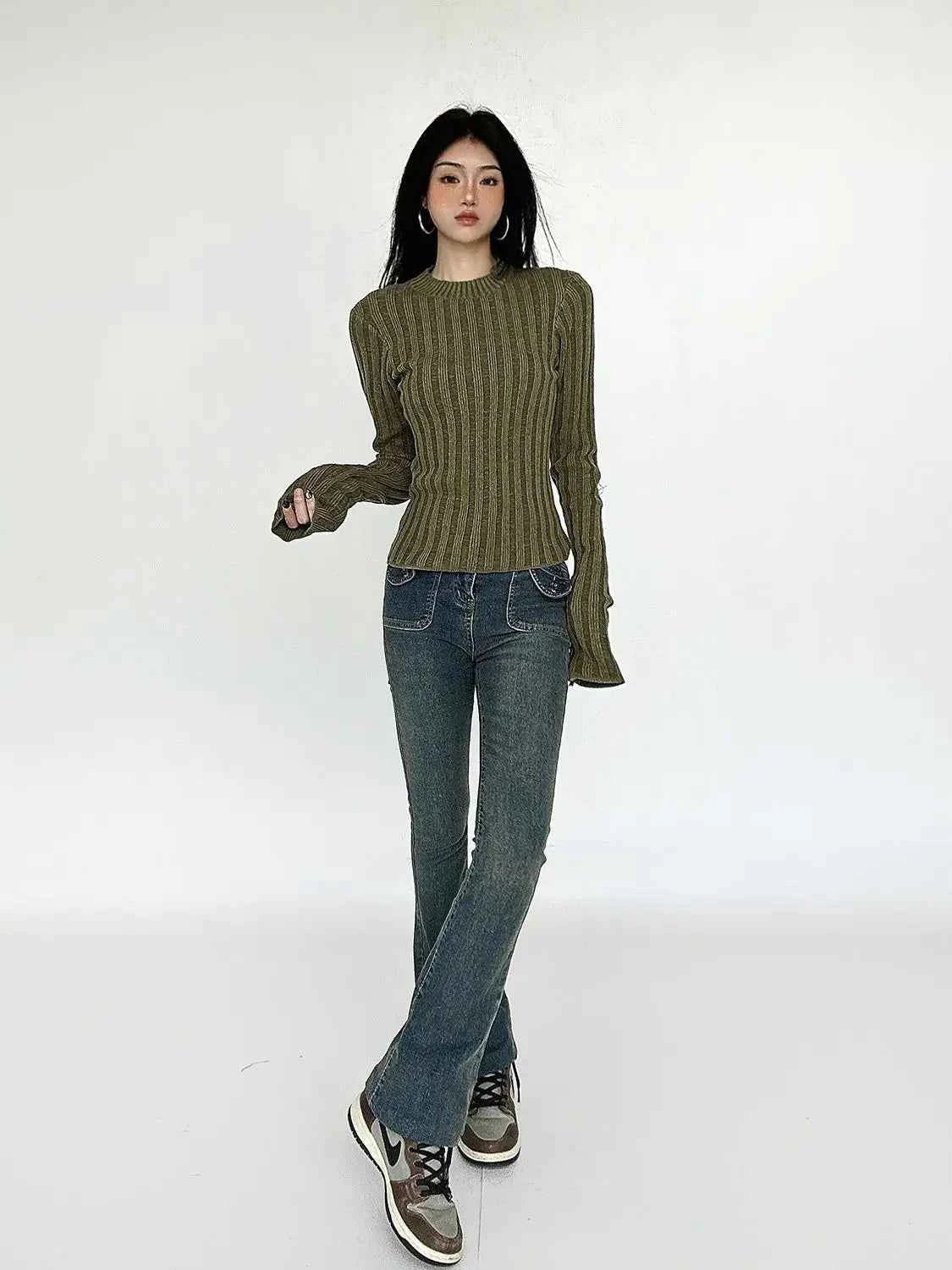 Women Casual Cozy Vintage Knit Sweater