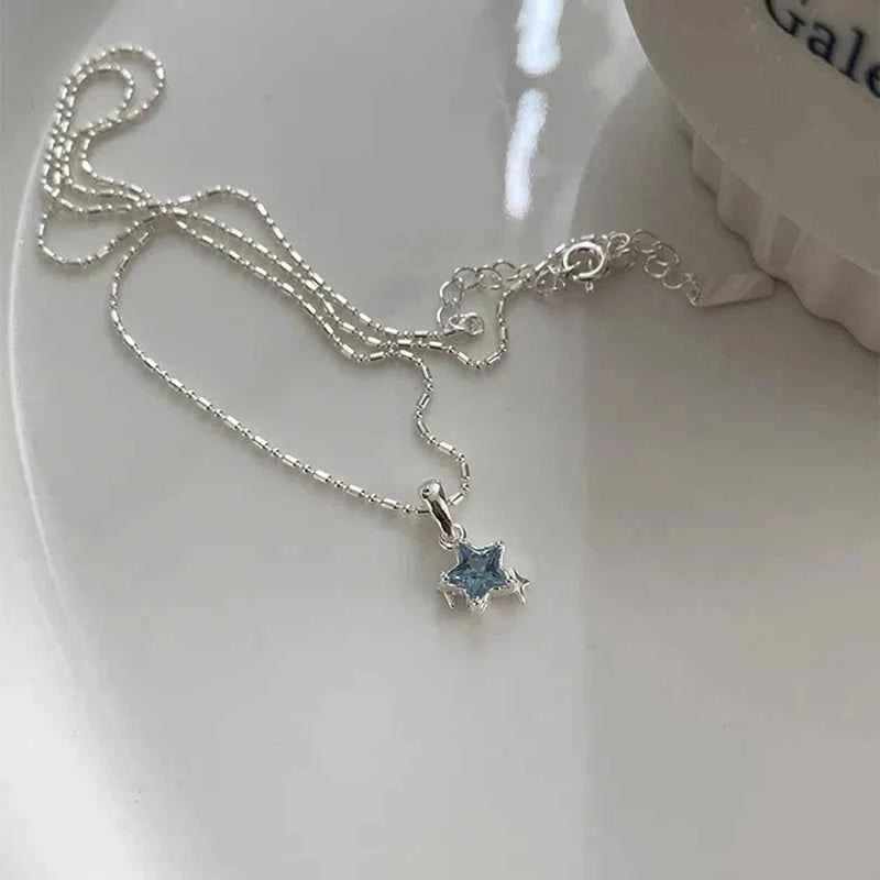 Elegant Blue Star Sterling Silver Necklace