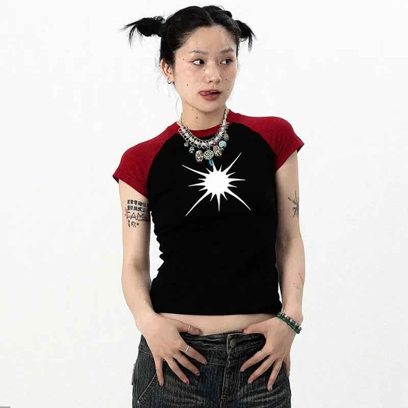 Vintage Gothing Patchwork Short Sleeve T-Shirt