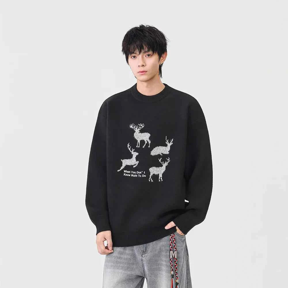 Comfortabl Deer Santa Print Sweater