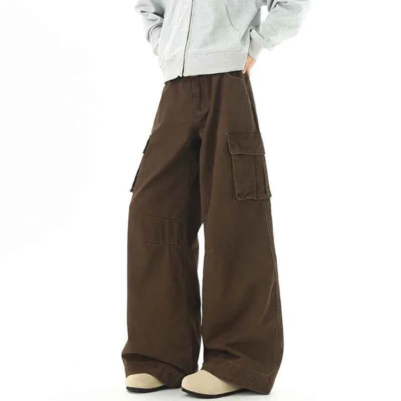 Trendy Korean Style Cargo Wide Leg Pants