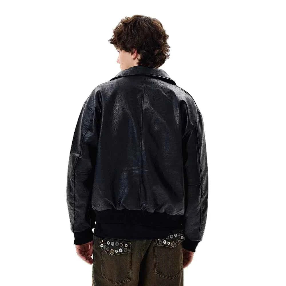 Elevated Streetwear Hip Hop Long Sleeve Leather Jacket